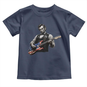 Vintage Abraham Lincoln Abe Lincoln Playing Guitar Toddler T Shirt Humor Patriotic TS10 Navy Print Your Wear