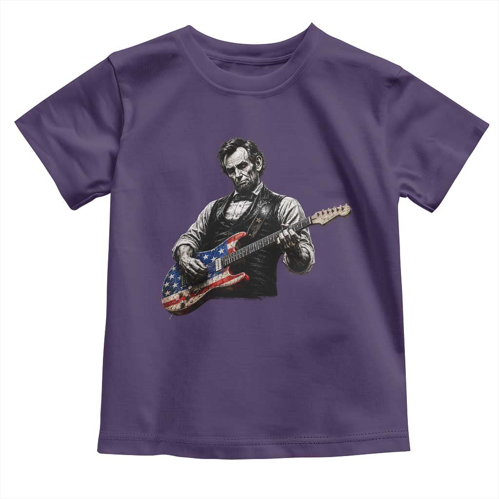 Vintage Abraham Lincoln Abe Lincoln Playing Guitar Toddler T Shirt Humor Patriotic TS10 Purple Print Your Wear