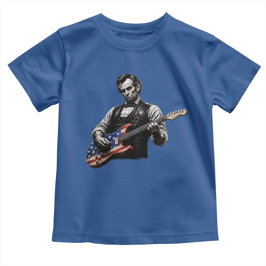 Vintage Abraham Lincoln Abe Lincoln Playing Guitar Toddler T Shirt Humor Patriotic TS10 Royal Blue Print Your Wear