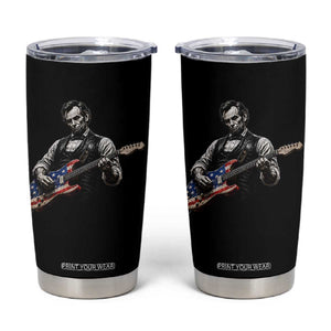 Vintage Abraham Lincoln Abe Lincoln Playing Guitar Tumbler Cup Humor Patriotic TS10 Black Print Your Wear