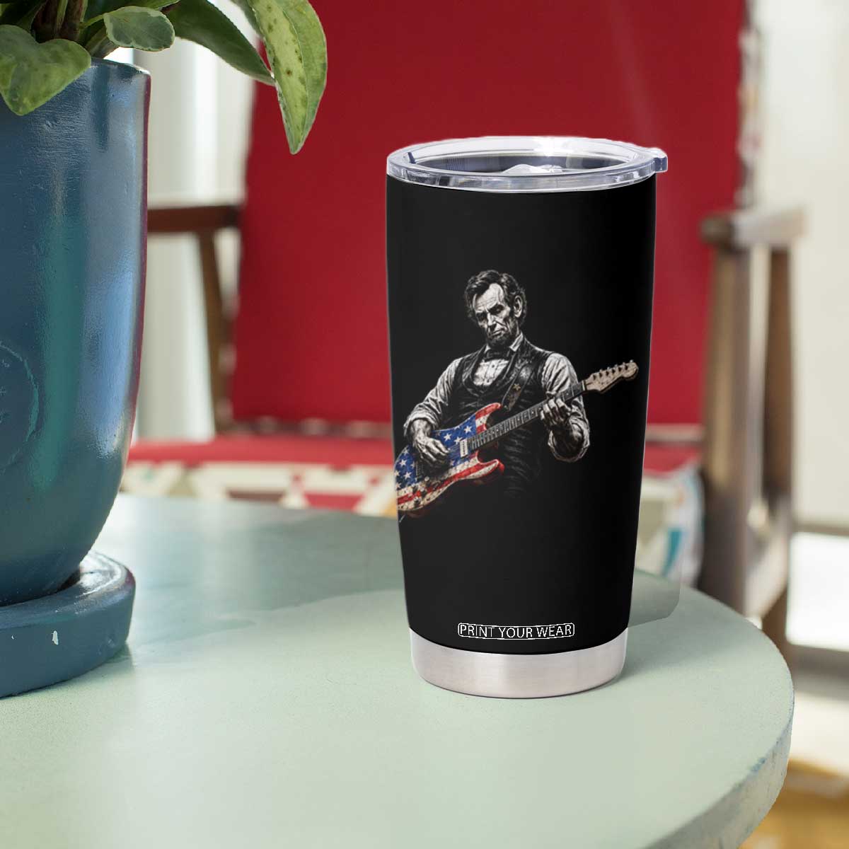 Vintage Abraham Lincoln Abe Lincoln Playing Guitar Tumbler Cup Humor Patriotic TS10 Print Your Wear