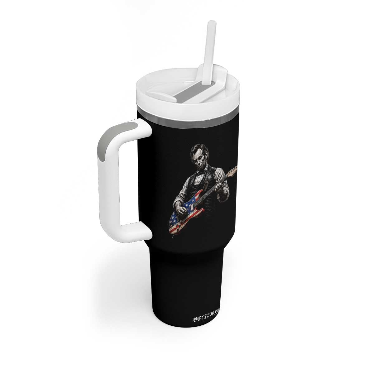 Vintage Abraham Lincoln Abe Lincoln Playing Guitar Tumbler With Handle Humor Patriotic TS10 Print Your Wear