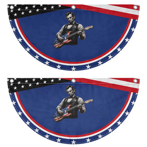 Vintage Abraham Lincoln Abe Lincoln Playing Guitar Patriotic Fan Flag