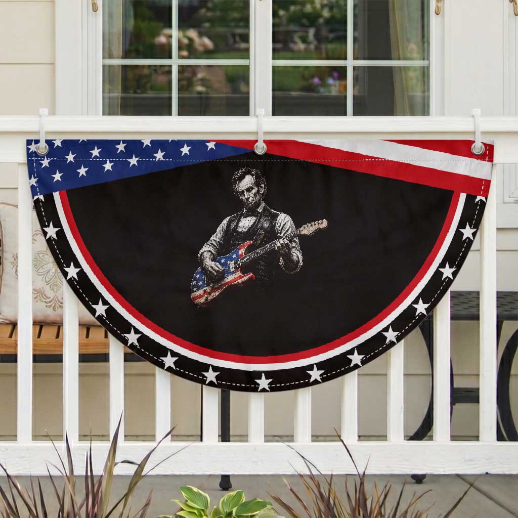 Vintage Abraham Lincoln Abe Lincoln Playing Guitar Patriotic Fan Flag