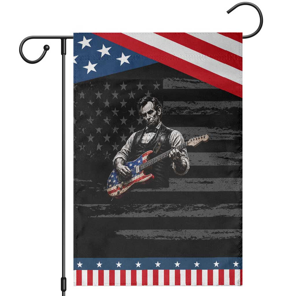 Vintage Abraham Lincoln Abe Lincoln Playing Guitar Patriotic Garden Flag Humor Patriotic TS10 Distressed Black Blue Print Your Wear