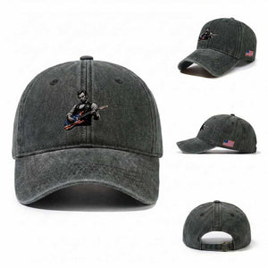Vintage Abraham Lincoln Abe Lincoln Playing Guitar Washed Cotton Baseball Cap Humor Patriotic