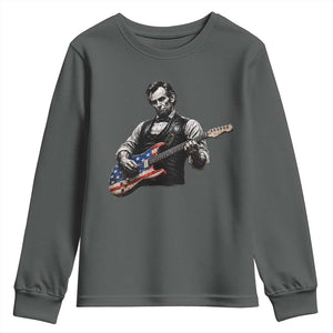 Vintage Abraham Lincoln Abe Lincoln Playing Guitar Youth Sweatshirt Humor Patriotic TS10 Dark Heather Print Your Wear