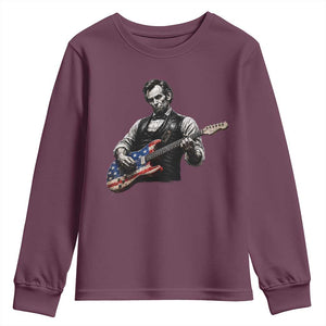 Vintage Abraham Lincoln Abe Lincoln Playing Guitar Youth Sweatshirt Humor Patriotic TS10 Maroon Print Your Wear