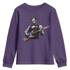 Vintage Abraham Lincoln Abe Lincoln Playing Guitar Youth Sweatshirt Humor Patriotic TS10 Purple Print Your Wear