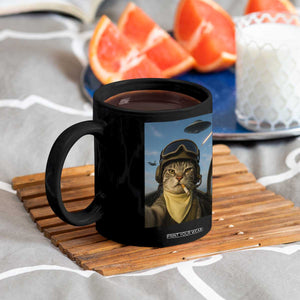 Cat Selfie With Alien UFO Coffee Mug Retro Space Sci-Fi Cat Pilot TS10 Print Your Wear