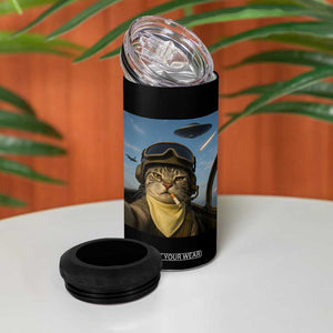 Cat Selfie With Alien UFO 4 in 1 Can Cooler Tumbler Retro Space Sci-Fi Cat Pilot TS10 Print Your Wear