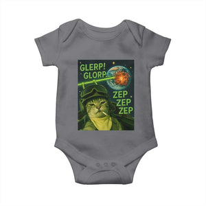Funny UFO Alien Cat Selfie Baby Onesie Retro Space Sci-Fi Cat Pilot TS10 Charcoal Print Your Wear