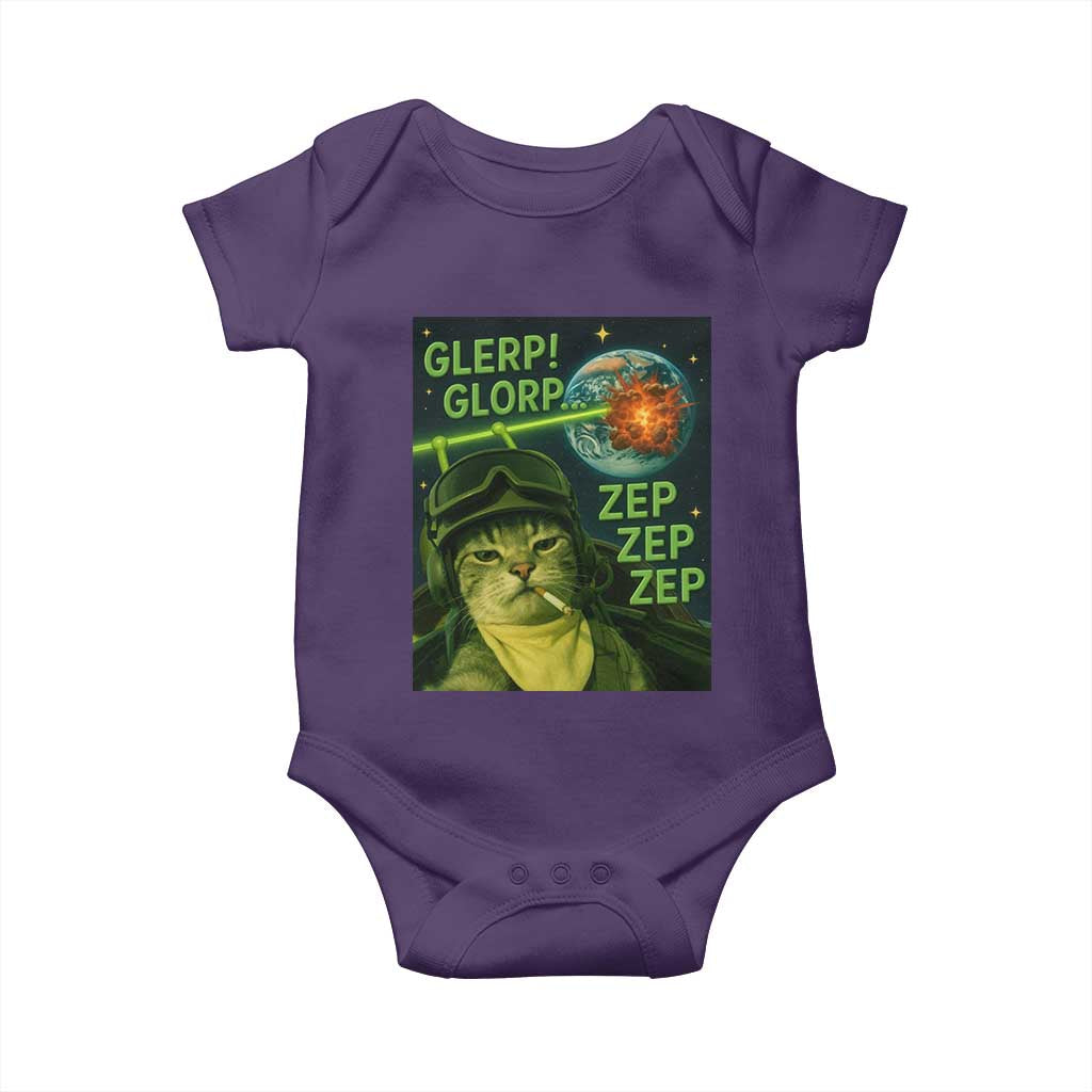 Funny UFO Alien Cat Selfie Baby Onesie Retro Space Sci-Fi Cat Pilot TS10 Purple Print Your Wear