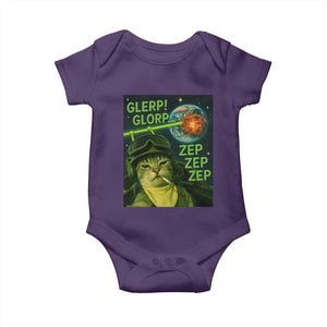 Funny UFO Alien Cat Selfie Baby Onesie Retro Space Sci-Fi Cat Pilot TS10 Purple Print Your Wear