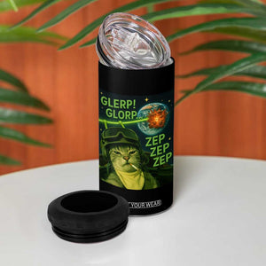 Funny UFO Alien Cat Selfie 4 in 1 Can Cooler Tumbler Retro Space Sci-Fi Cat Pilot TS10 Print Your Wear