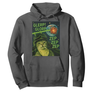 Funny UFO Alien Cat Selfie Hoodie Retro Space Sci-Fi Cat Pilot TS10 Dark Heather Print Your Wear