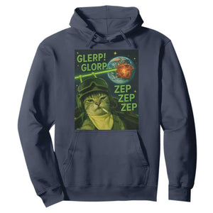 Funny UFO Alien Cat Selfie Hoodie Retro Space Sci-Fi Cat Pilot TS10 Navy Print Your Wear