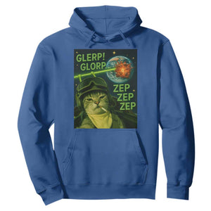 Funny UFO Alien Cat Selfie Hoodie Retro Space Sci-Fi Cat Pilot TS10 Royal Blue Print Your Wear