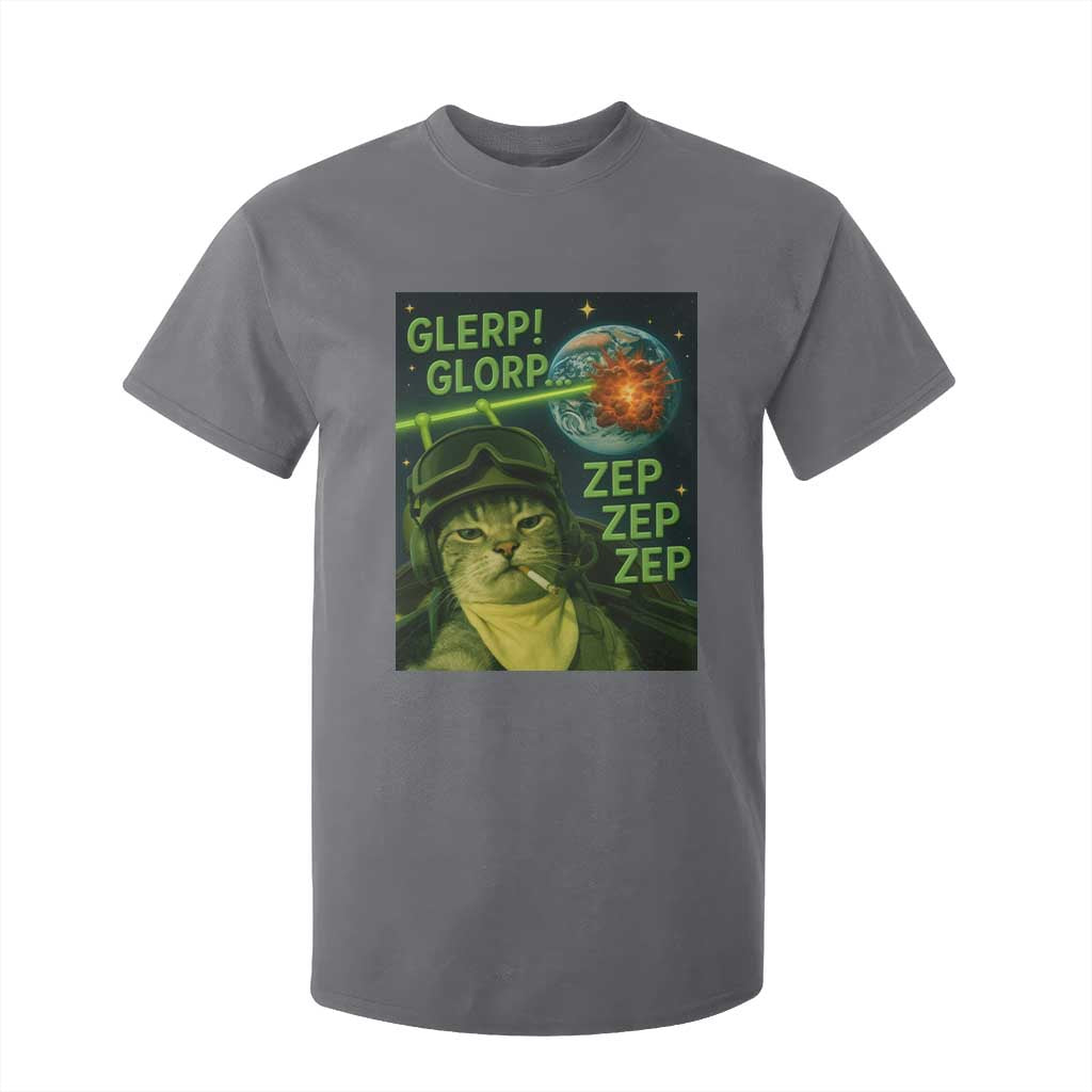 Funny UFO Alien Cat Selfie T Shirt For Kid Retro Space Sci-Fi Cat Pilot TS10 Charcoal Print Your Wear