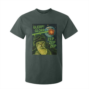 Funny UFO Alien Cat Selfie T Shirt For Kid Retro Space Sci-Fi Cat Pilot TS10 Dark Forest Green Print Your Wear