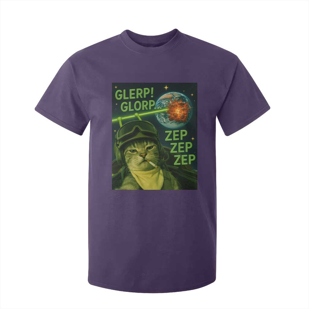 Funny UFO Alien Cat Selfie T Shirt For Kid Retro Space Sci-Fi Cat Pilot TS10 Purple Print Your Wear