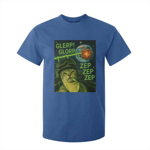 Funny UFO Alien Cat Selfie T Shirt For Kid Retro Space Sci-Fi Cat Pilot TS10 Royal Blue Print Your Wear