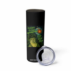 Funny UFO Alien Cat Selfie Skinny Tumbler Retro Space Sci-Fi Cat Pilot TS10 Print Your Wear