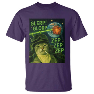 Funny UFO Alien Cat Selfie T Shirt Retro Space Sci-Fi Cat Pilot TS10 Purple Print Your Wear