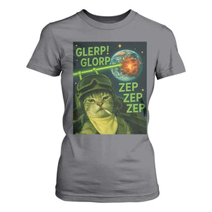 Funny UFO Alien Cat Selfie T Shirt For Women Retro Space Sci-Fi Cat Pilot TS10 Charcoal Print Your Wear