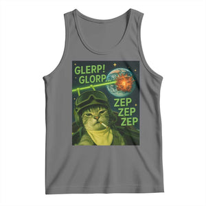Funny UFO Alien Cat Selfie Tank Top Retro Space Sci-Fi Cat Pilot TS10 Black Heather Print Your Wear