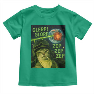 Funny UFO Alien Cat Selfie Toddler T Shirt Retro Space Sci-Fi Cat Pilot TS10 Irish Green Print Your Wear