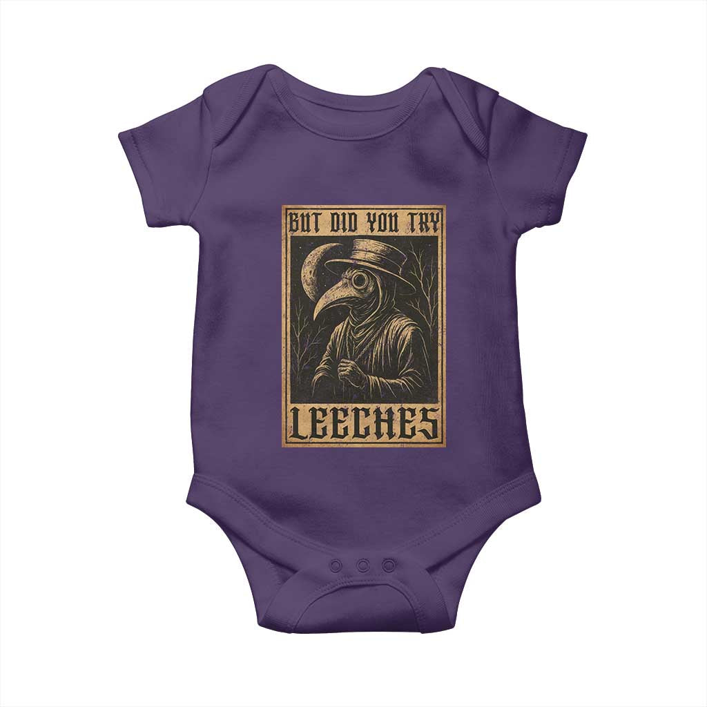 But Did You Try Leeches Plague Doctor Baby Onesie Middle Age Medicines Medieval History TS10 Purple Print Your Wear