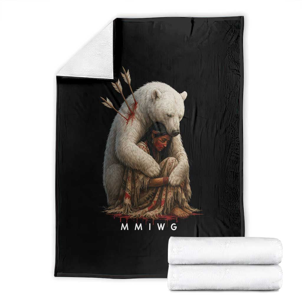 MMIW Native American Throw Blanket Spirit Bear Protecting Indigenous Woman MMIWG TS10 Black Print Your Wear