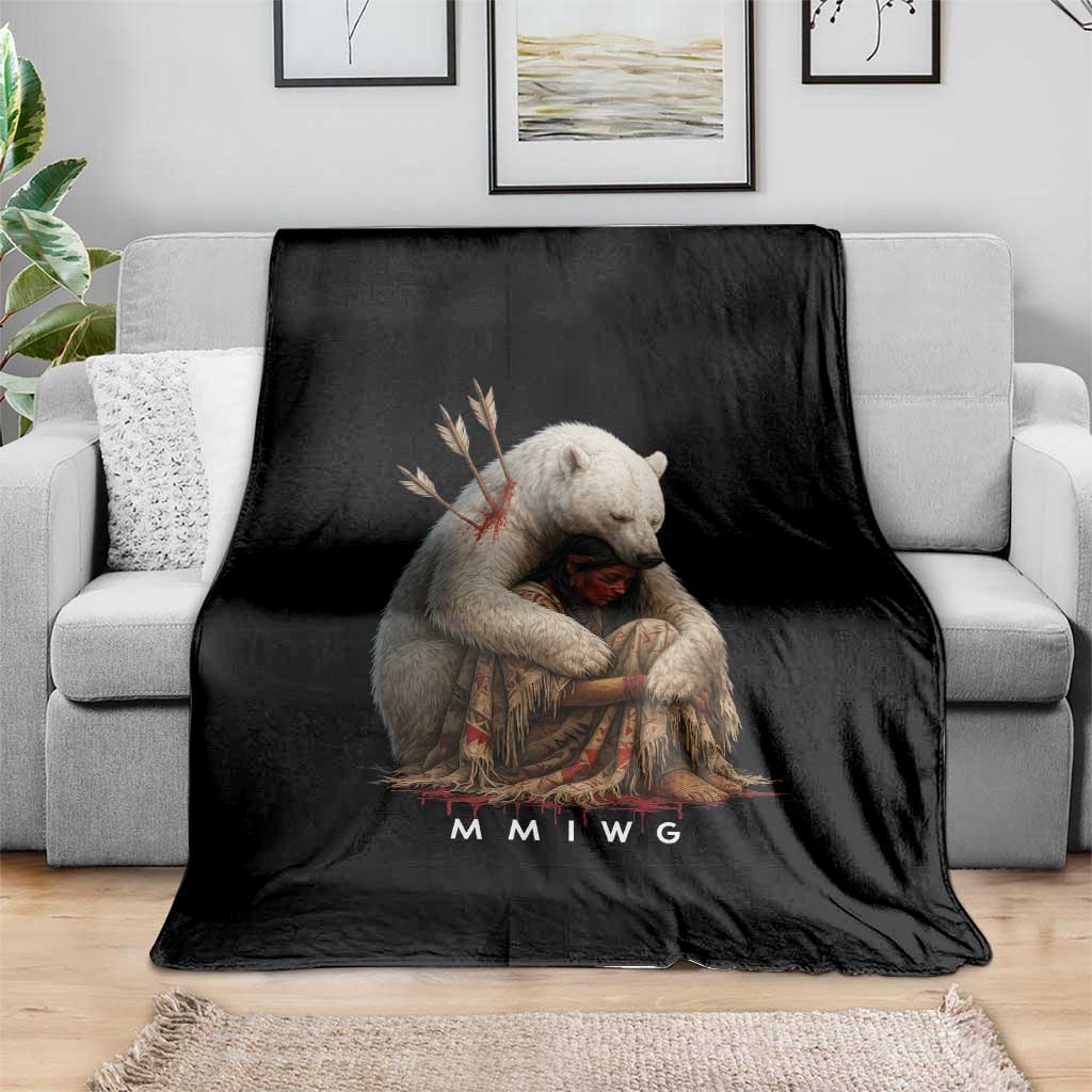 MMIW Native American Throw Blanket Spirit Bear Protecting Indigenous Woman MMIWG TS10 Print Your Wear