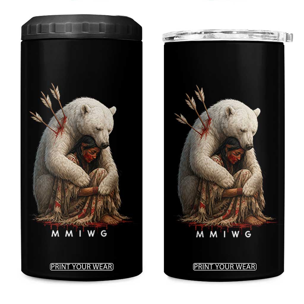 MMIW Native American 4 in 1 Can Cooler Tumbler Spirit Bear Protecting Indigenous Woman MMIWG TS10 One Size: 16 oz Black Print Your Wear
