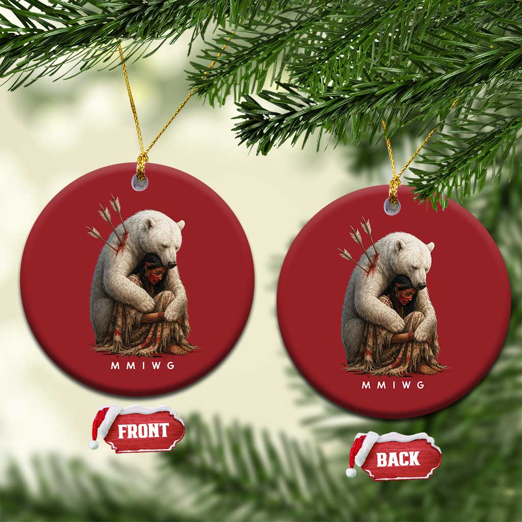 MMIW Native American Christmas Ornament Spirit Bear Protecting Indigenous Woman MMIWG TS10 Circle Red Print Your Wear