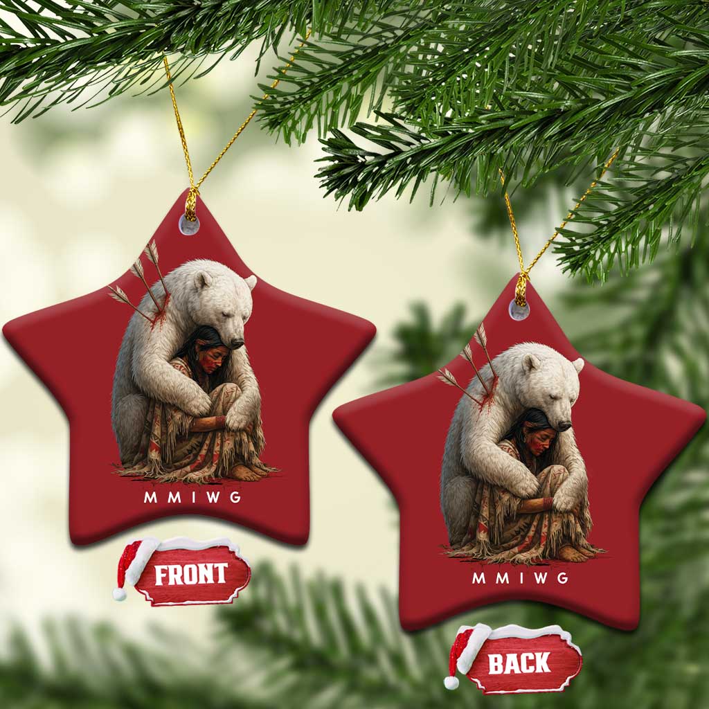 MMIW Native American Christmas Ornament Spirit Bear Protecting Indigenous Woman MMIWG TS10 Star Red Print Your Wear