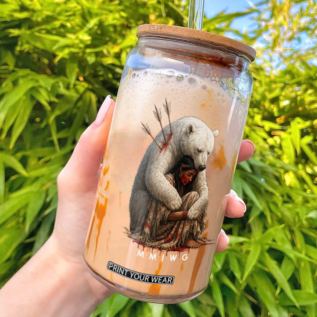 MMIW Native American Glass Can Spirit Bear Protecting Indigenous Woman MMIWG TS10 Black Print Your Wear