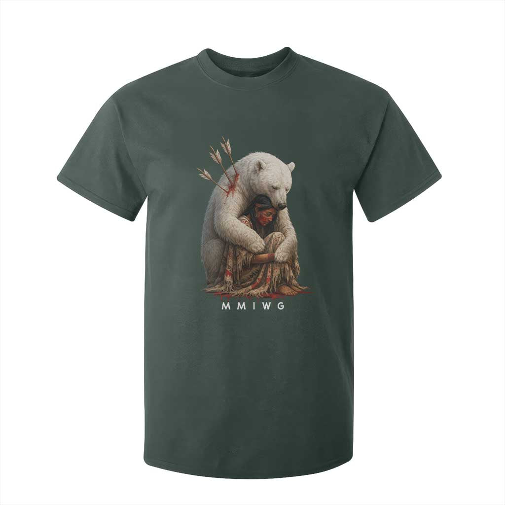 MMIW Native American T Shirt For Kid Spirit Bear Protecting Indigenous Woman MMIWG TS10 Dark Forest Green Print Your Wear