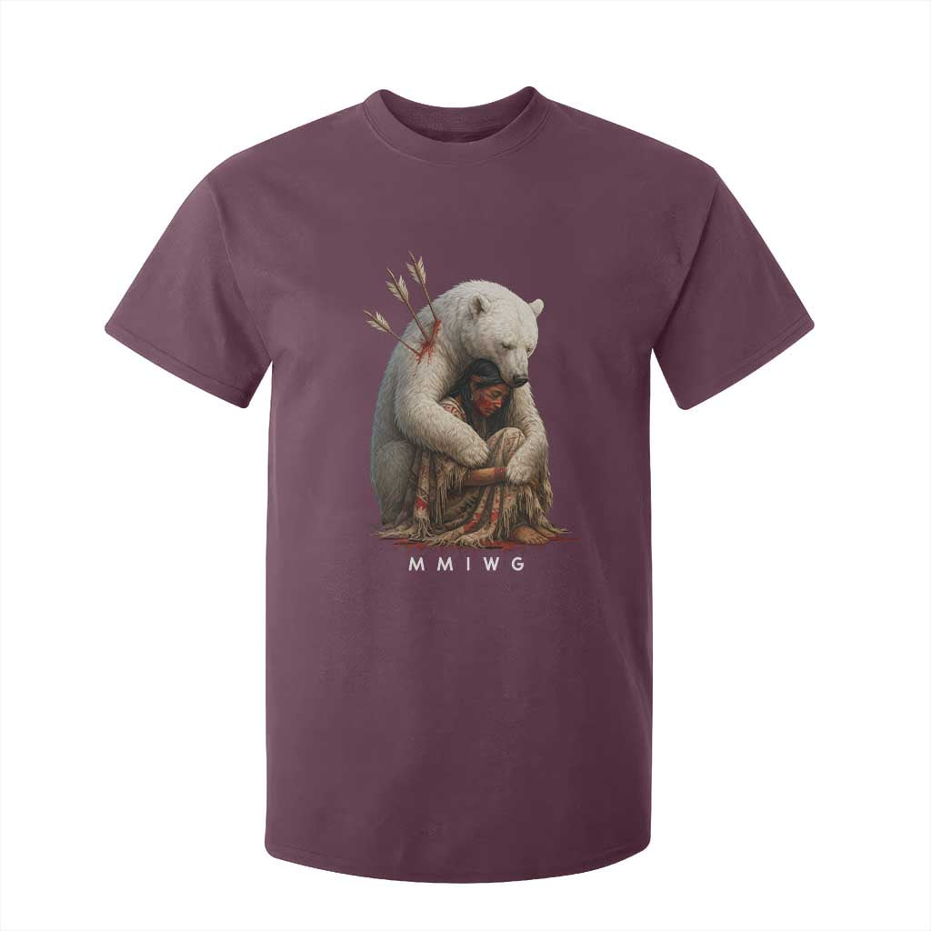 MMIW Native American T Shirt For Kid Spirit Bear Protecting Indigenous Woman MMIWG TS10 Maroon Print Your Wear