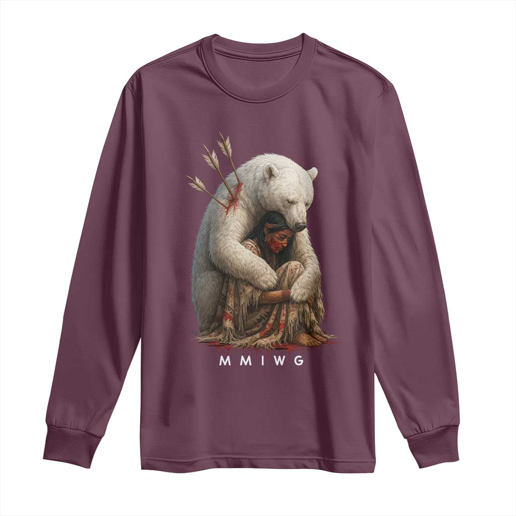 MMIW Native American Long Sleeve Shirt Spirit Bear Protecting Indigenous Woman MMIWG TS10 Maroon Print Your Wear