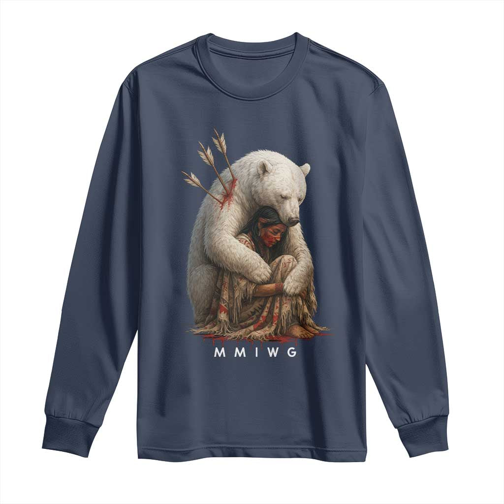 MMIW Native American Long Sleeve Shirt Spirit Bear Protecting Indigenous Woman MMIWG TS10 Navy Print Your Wear