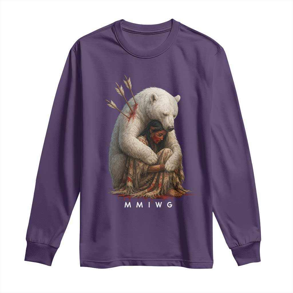 MMIW Native American Long Sleeve Shirt Spirit Bear Protecting Indigenous Woman MMIWG TS10 Purple Print Your Wear