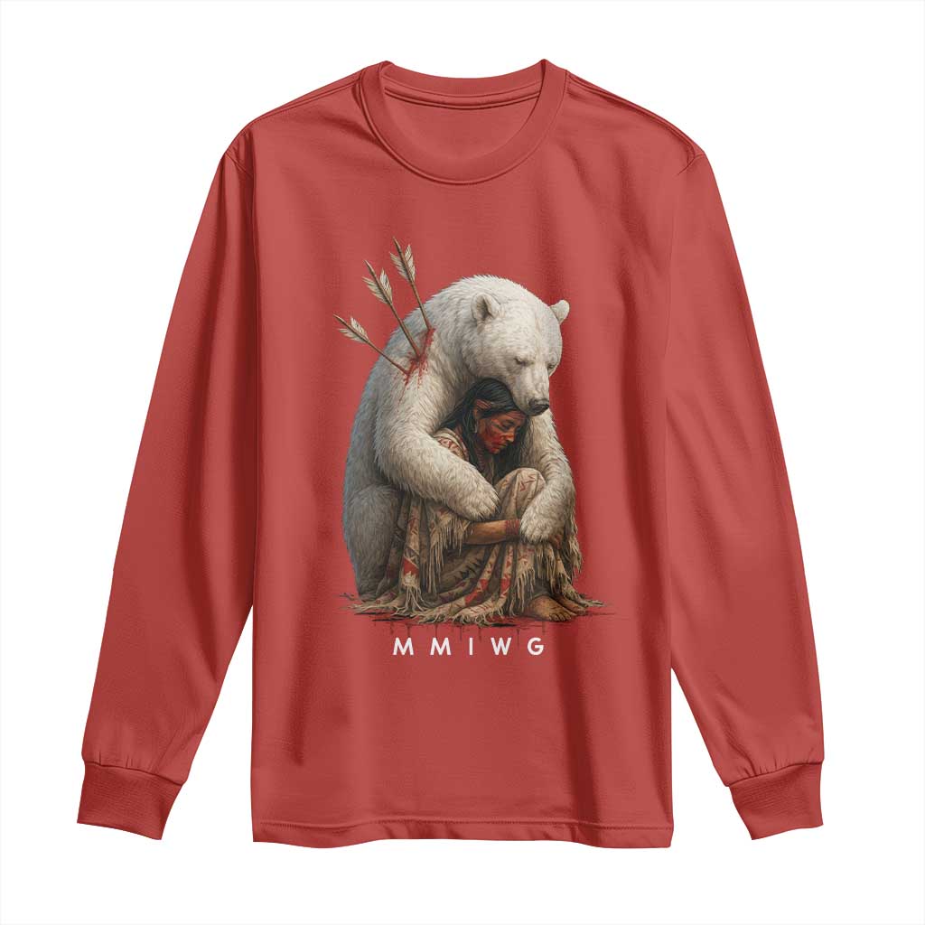 MMIW Native American Long Sleeve Shirt Spirit Bear Protecting Indigenous Woman MMIWG TS10 Red Print Your Wear