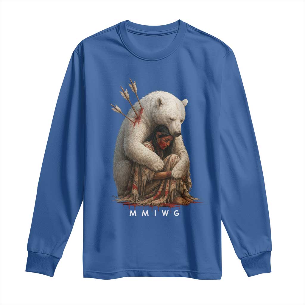 MMIW Native American Long Sleeve Shirt Spirit Bear Protecting Indigenous Woman MMIWG TS10 Royal Blue Print Your Wear
