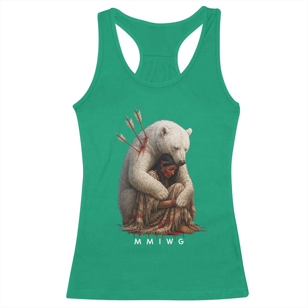 MMIW Native American Racerback Tank Top Spirit Bear Protecting Indigenous Woman MMIWG TS10 Irish Green Print Your Wear