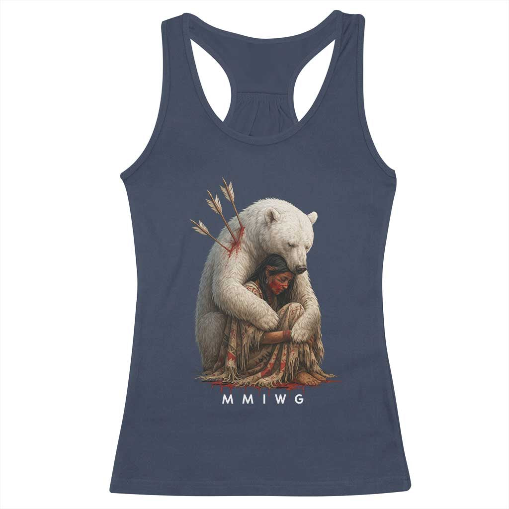 MMIW Native American Racerback Tank Top Spirit Bear Protecting Indigenous Woman MMIWG TS10 Navy Print Your Wear
