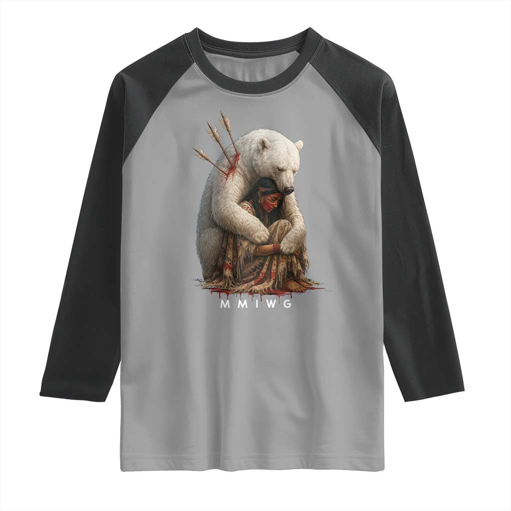 MMIW Native American Raglan Shirt Spirit Bear Protecting Indigenous Woman MMIWG TS10 Sport Gray Black Print Your Wear