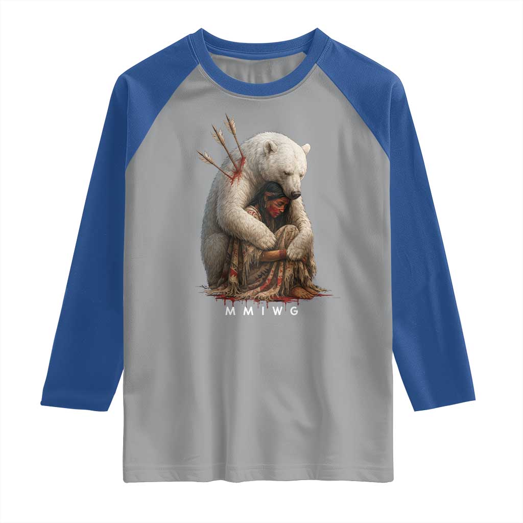 MMIW Native American Raglan Shirt Spirit Bear Protecting Indigenous Woman MMIWG TS10 Sport Gray Royal Print Your Wear