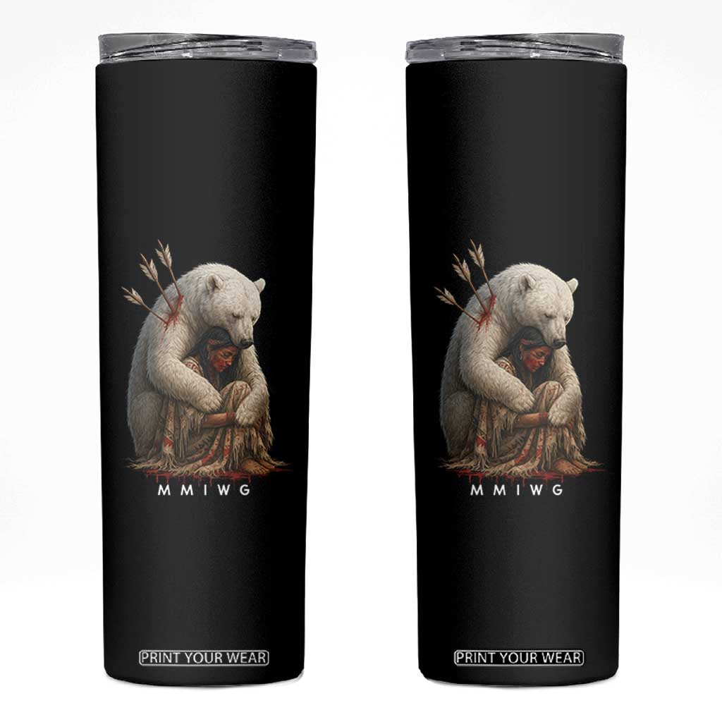 MMIW Native American Skinny Tumbler Spirit Bear Protecting Indigenous Woman MMIWG TS10 Black Print Your Wear